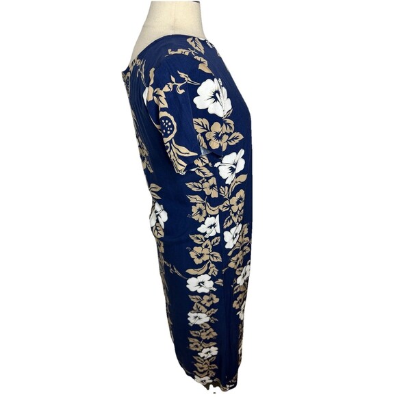 HAWAIIAN RESERVE COLLECTION Long Dress Hibiscus Floral Palm Leaves S Vintage Zip - Picture 3 of 10